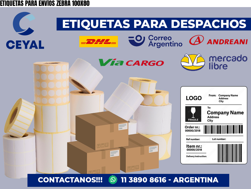 ETIQUETAS PARA ENVÍOS ZEBRA 100X80