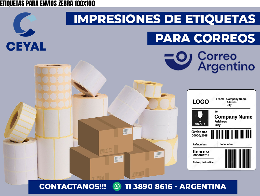 ETIQUETAS PARA ENVÍOS ZEBRA 100×100
