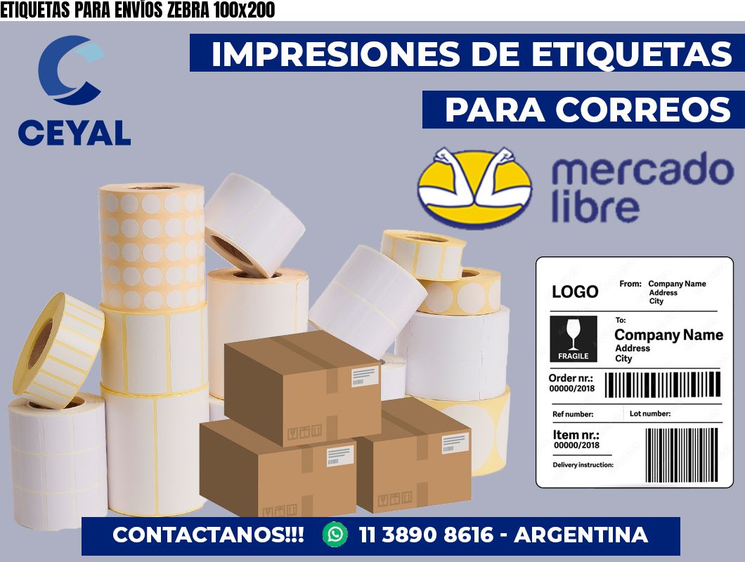 ETIQUETAS PARA ENVÍOS ZEBRA 100×200