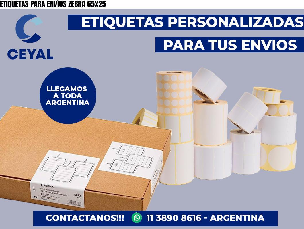 ETIQUETAS PARA ENVÍOS ZEBRA 65×25