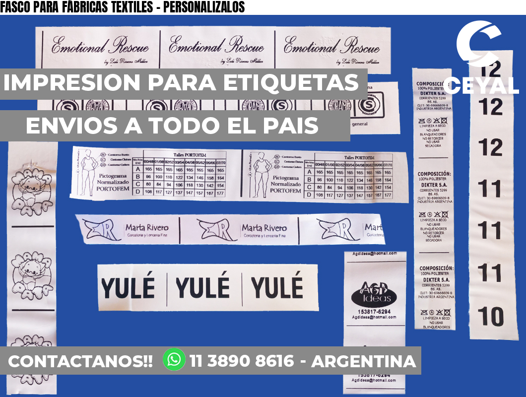 FASCO PARA FÁBRICAS TEXTILES – PERSONALIZALOS