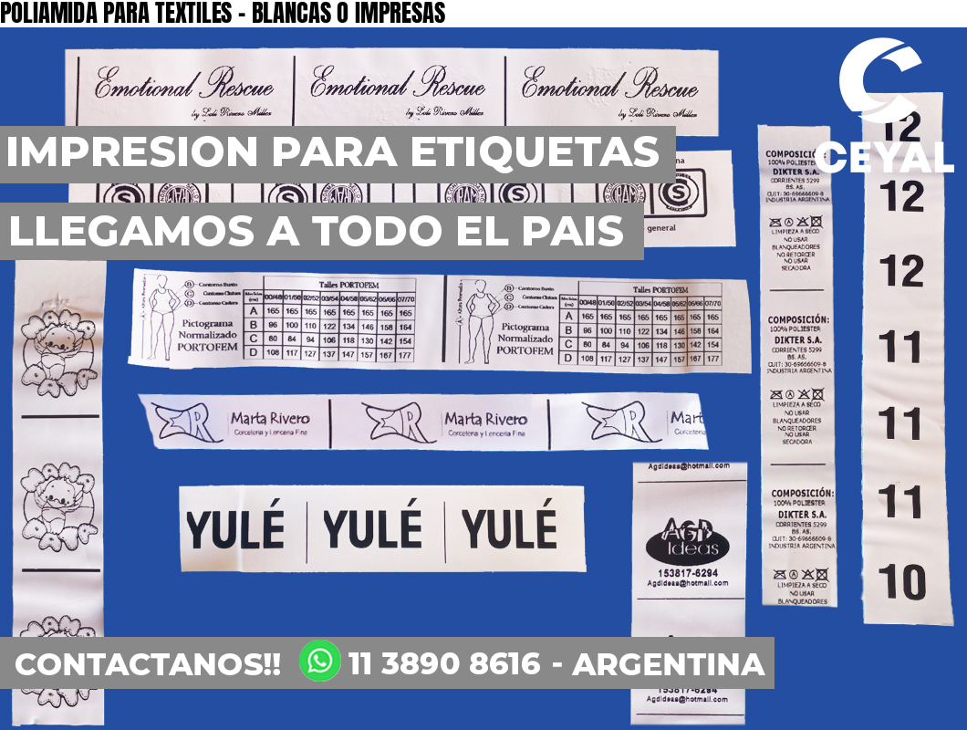 POLIAMIDA PARA TEXTILES – BLANCAS O IMPRESAS