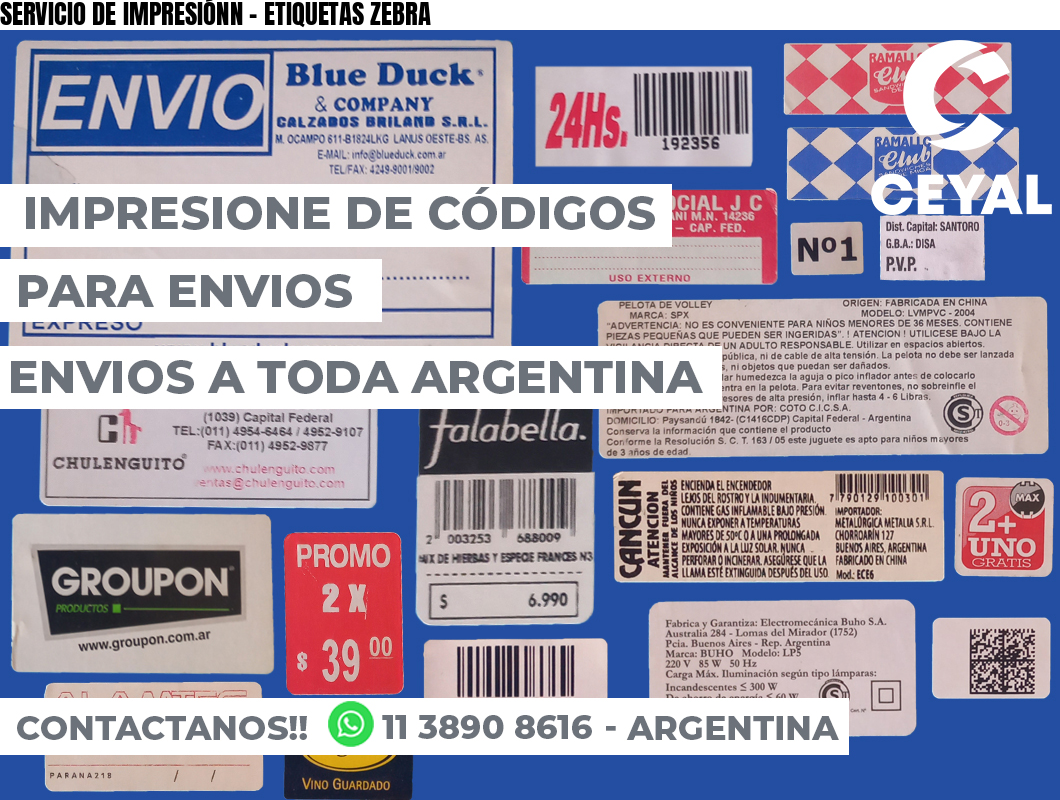 SERVICIO DE IMPRESIÓNN – ETIQUETAS ZEBRA