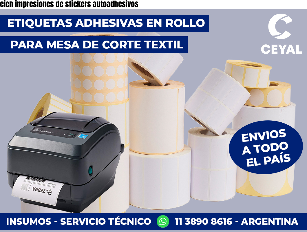 cien impresiones de stickers autoadhesivos
