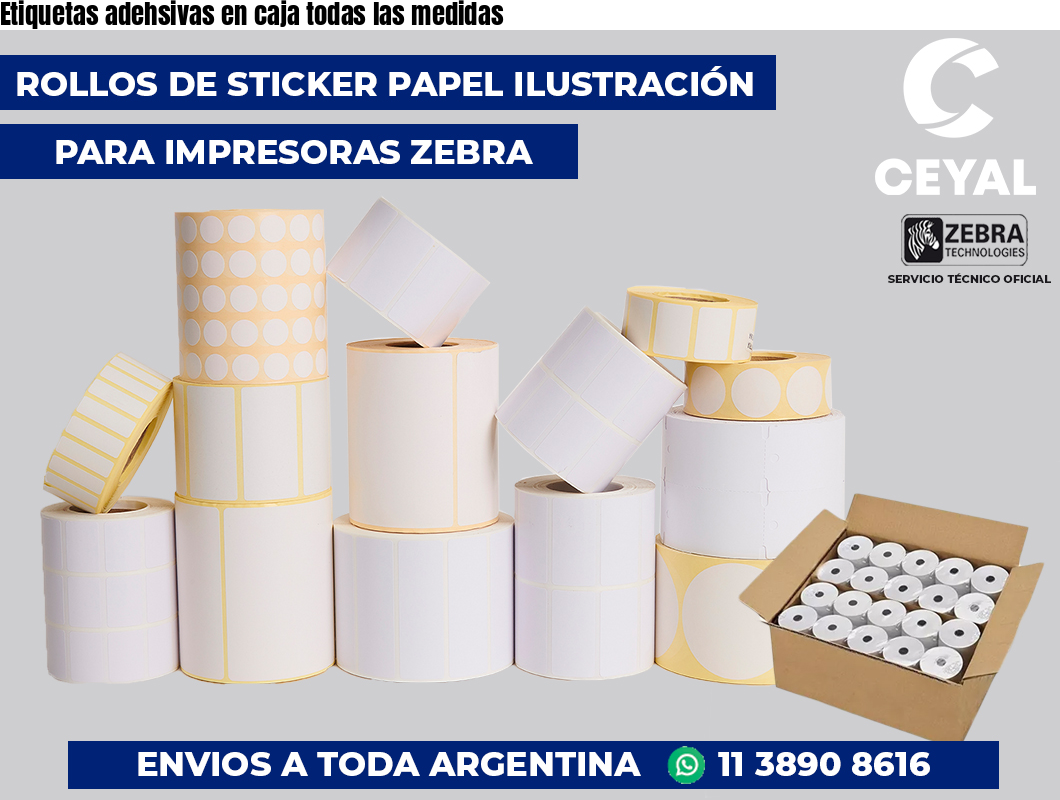 Etiquetas adehsivas en caja todas las medidas