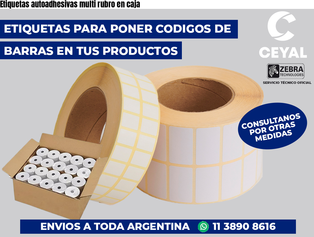 Etiquetas autoadhesivas multi rubro en caja