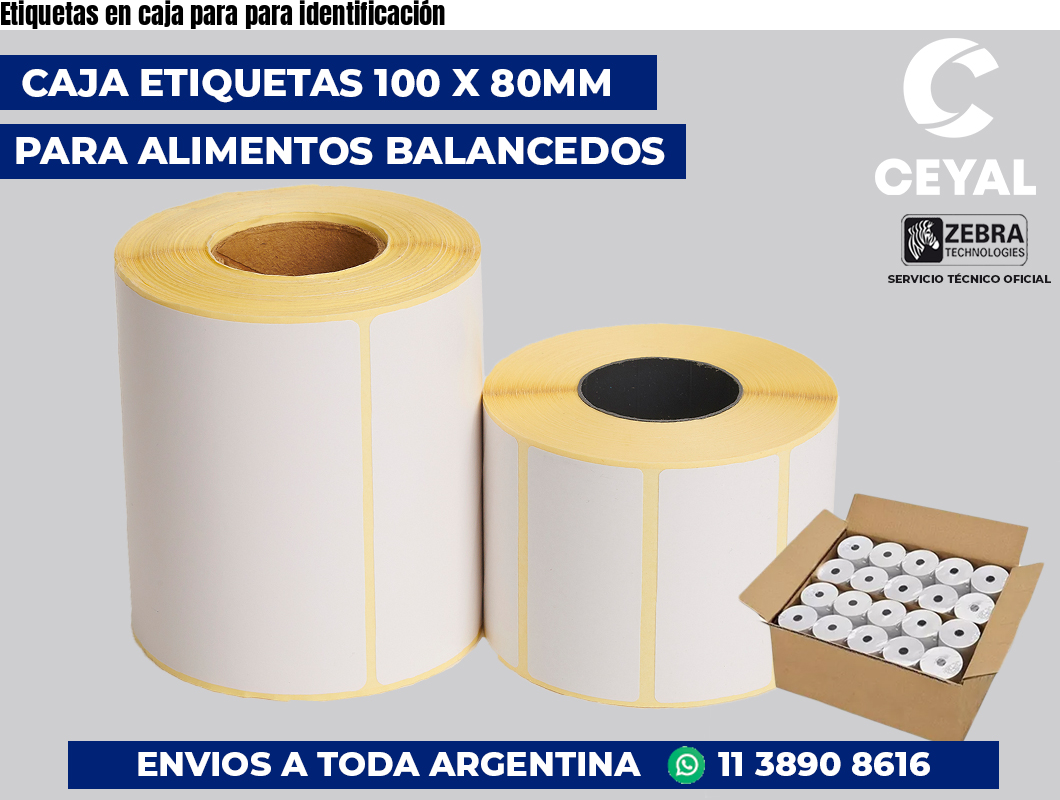 Etiquetas en caja para para identificación
