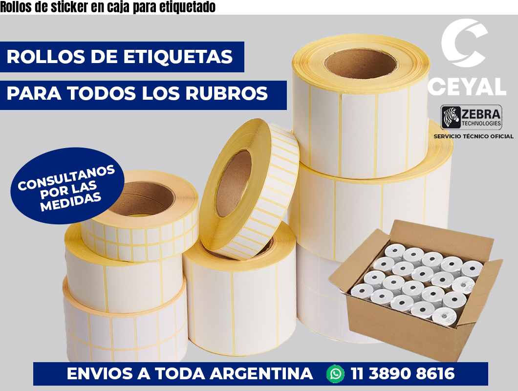 Rollos de sticker en caja para etiquetado