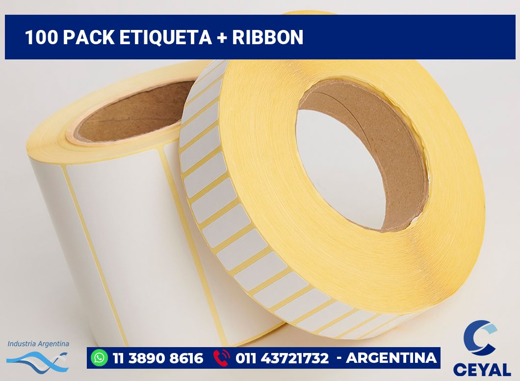 100 Pack etiqueta + ribbon
