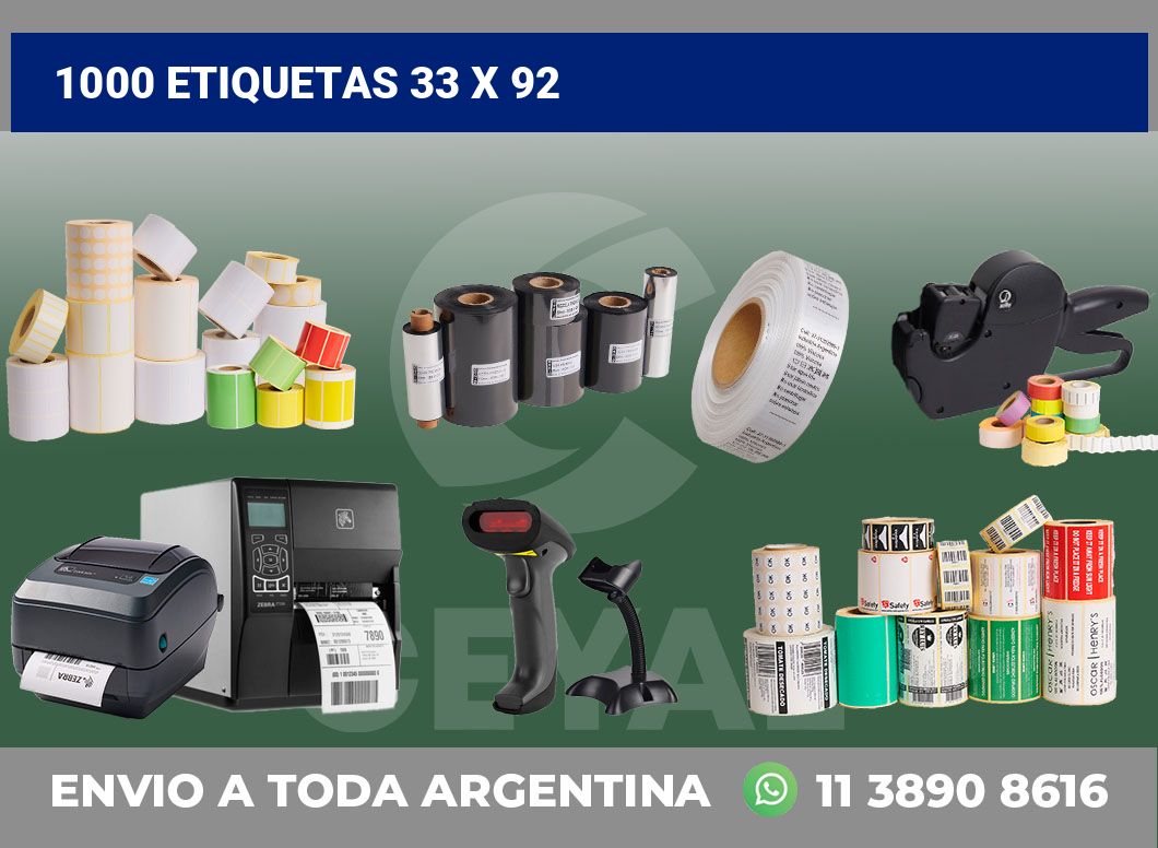 1000 etiquetas 33 x 92