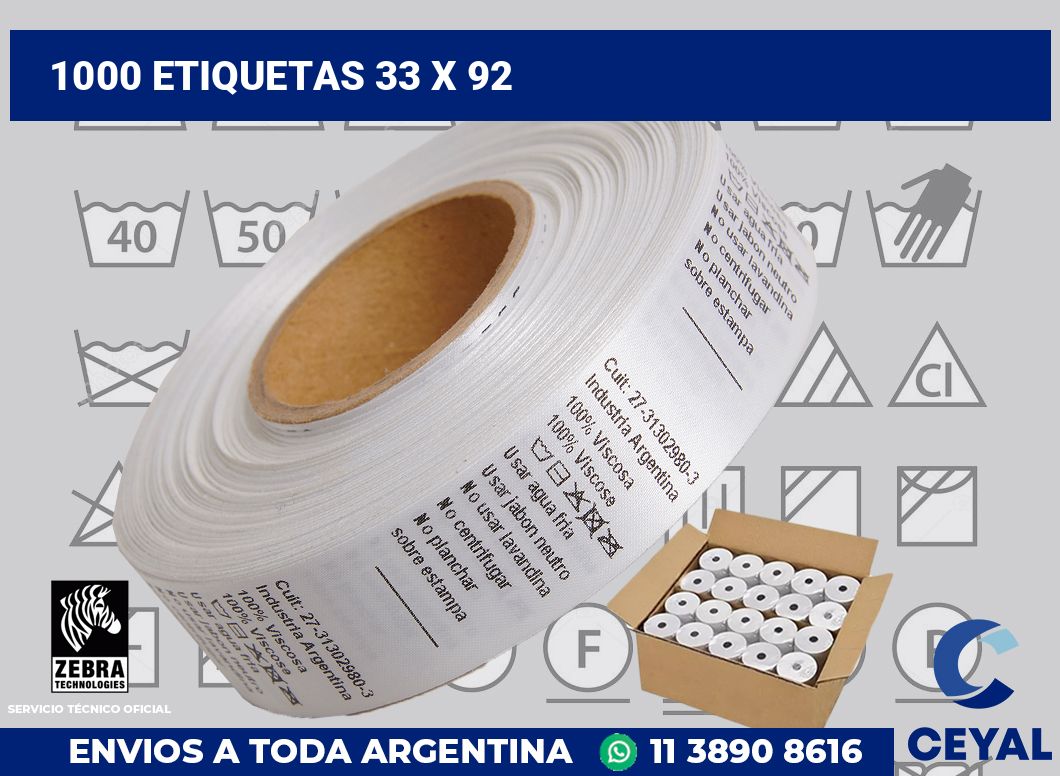 1000 etiquetas 33 x 92