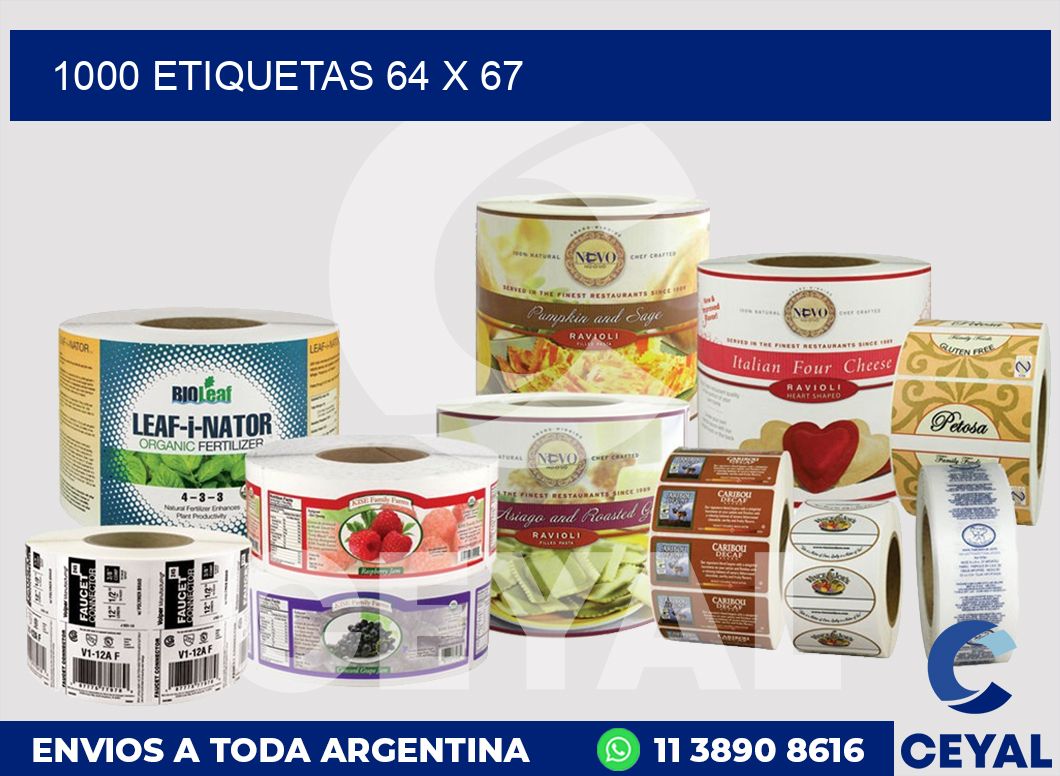 1000 etiquetas 64 x 67