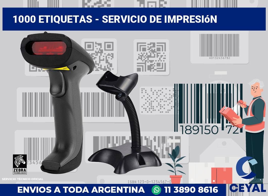1000 etiquetas - servicio de impresión