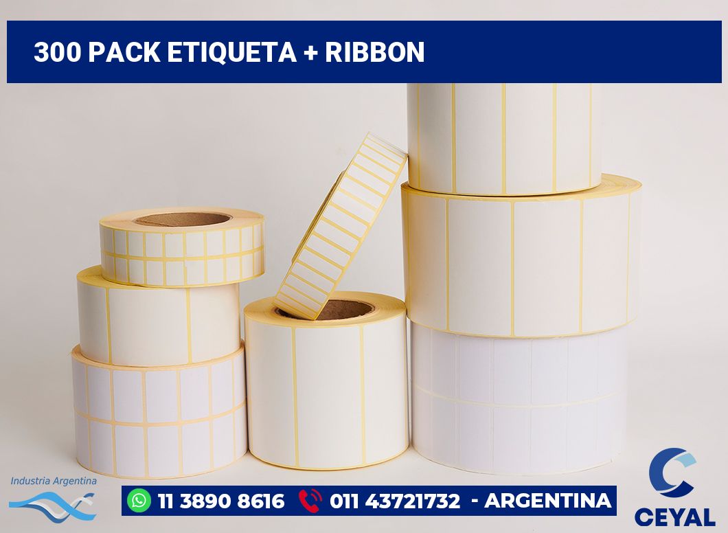300 Pack etiqueta + ribbon