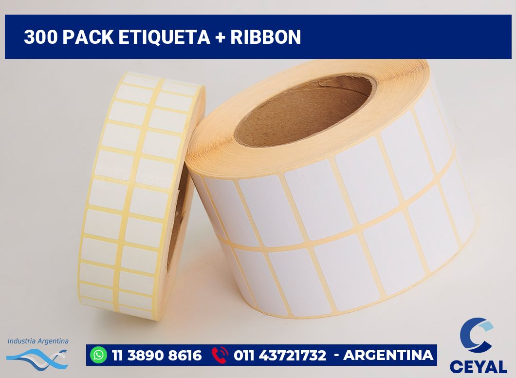 300 Pack etiqueta + ribbon