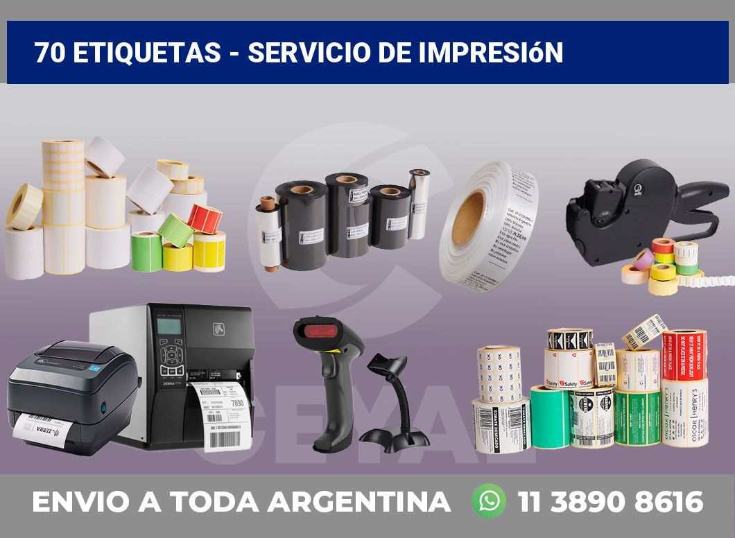 70 etiquetas – servicio de impresión