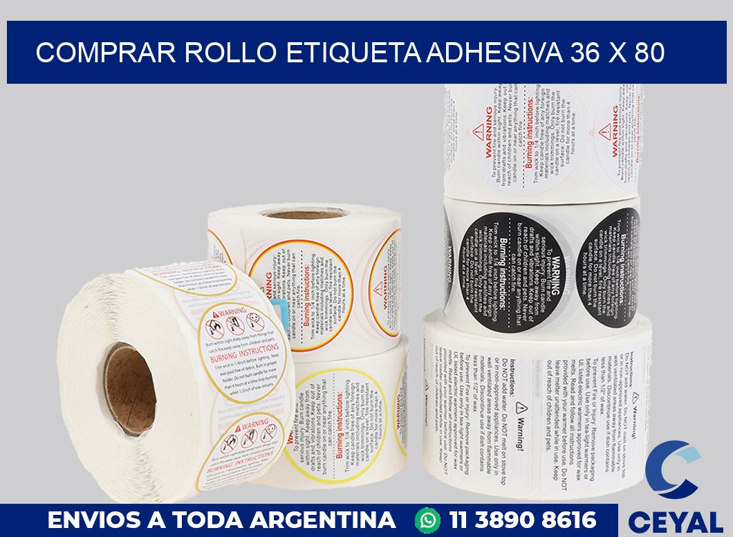 Comprar rollo etiqueta adhesiva 36 x 80