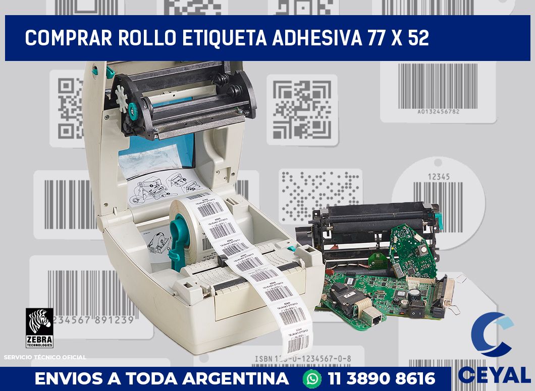 Comprar rollo etiqueta adhesiva 77 x 52