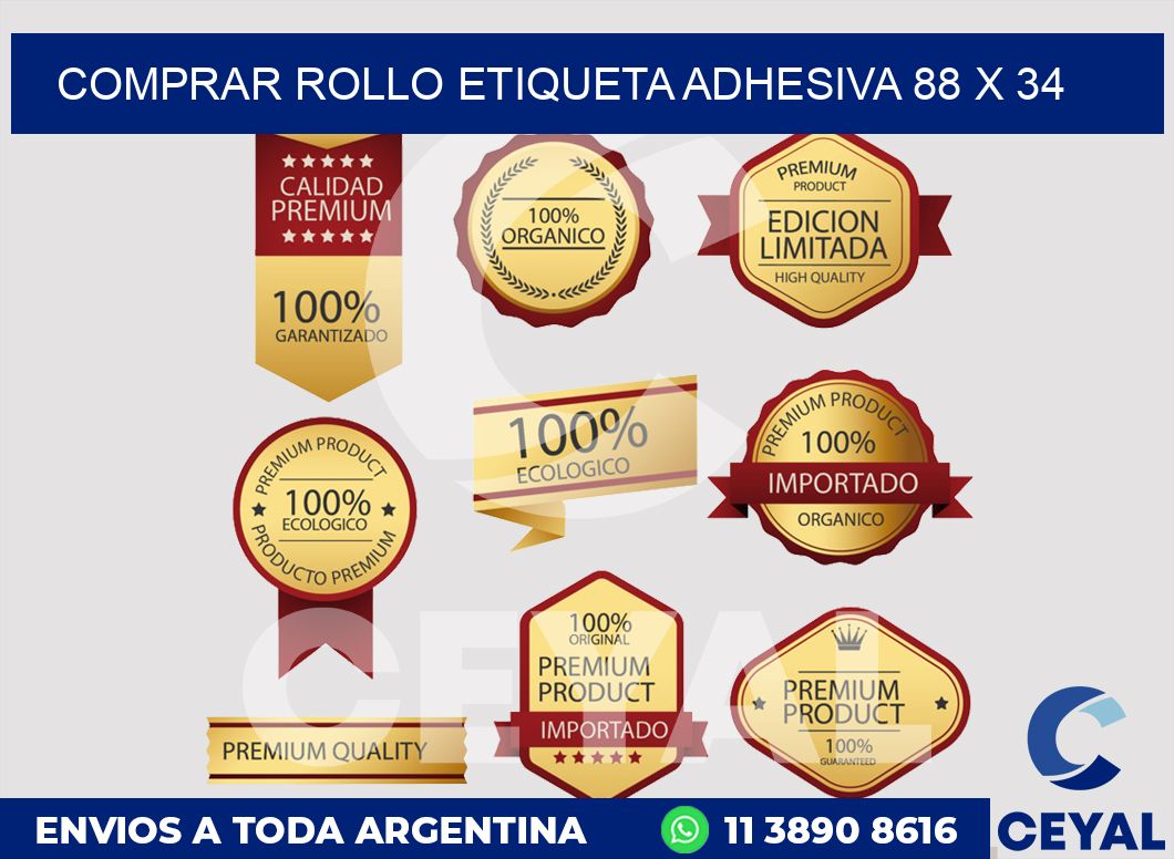 Comprar rollo etiqueta adhesiva 88 x 34