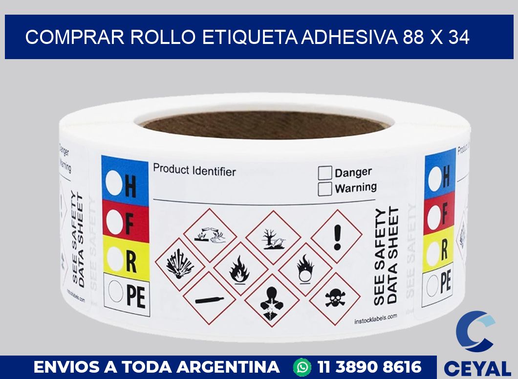 Comprar rollo etiqueta adhesiva 88 x 34
