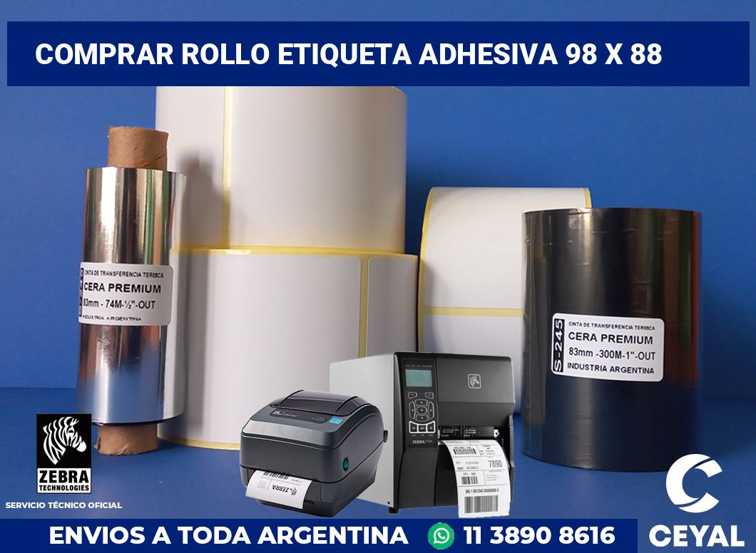 Comprar rollo etiqueta adhesiva 98 x 88
