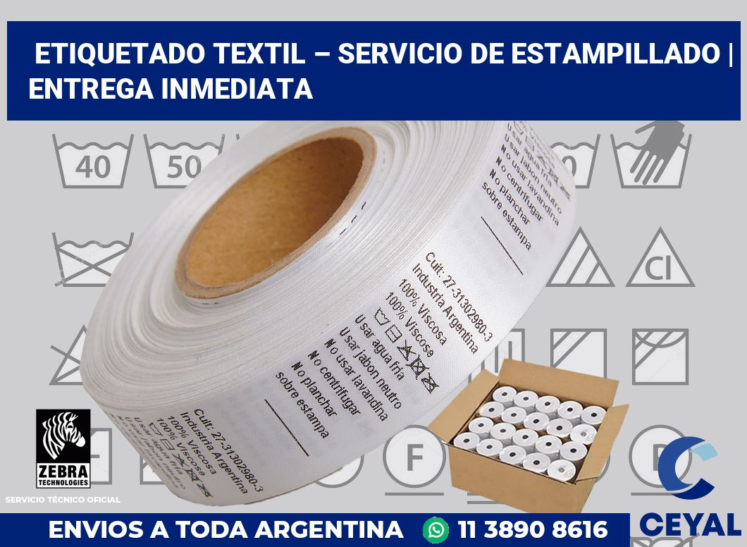 Etiquetado textil – servicio de estampillado | Entrega inmediata