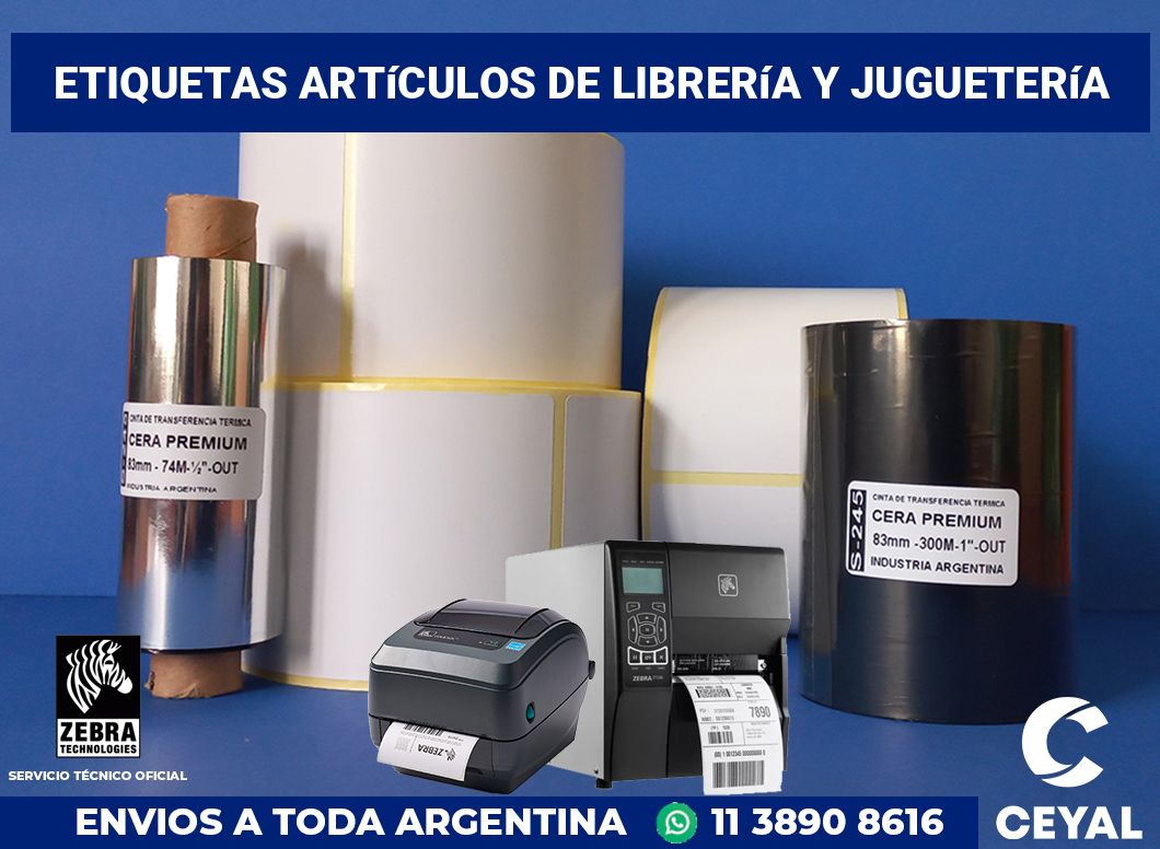 Etiquetas Artículos de librería y juguetería