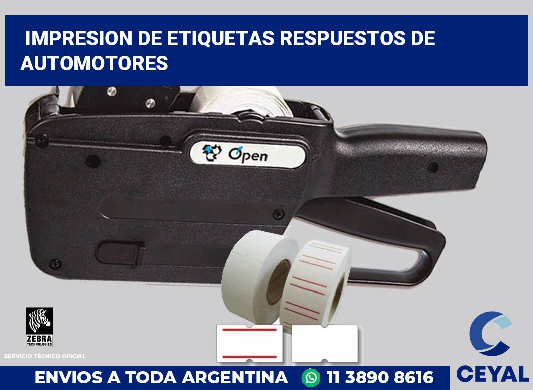 Impresion de etiquetas Respuestos de automotores