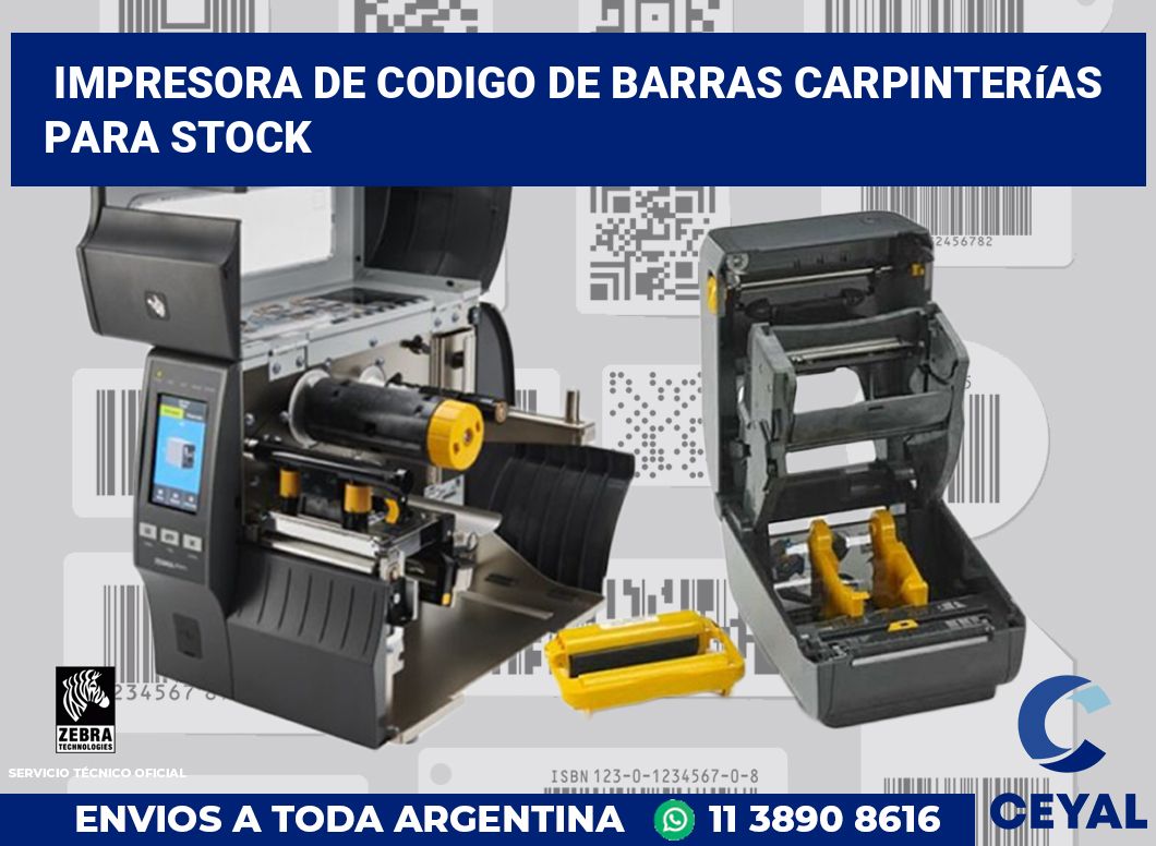 Impresora de codigo de barras Carpinterías para stock