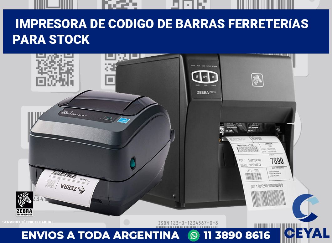 Impresora de codigo de barras Ferreterías para stock