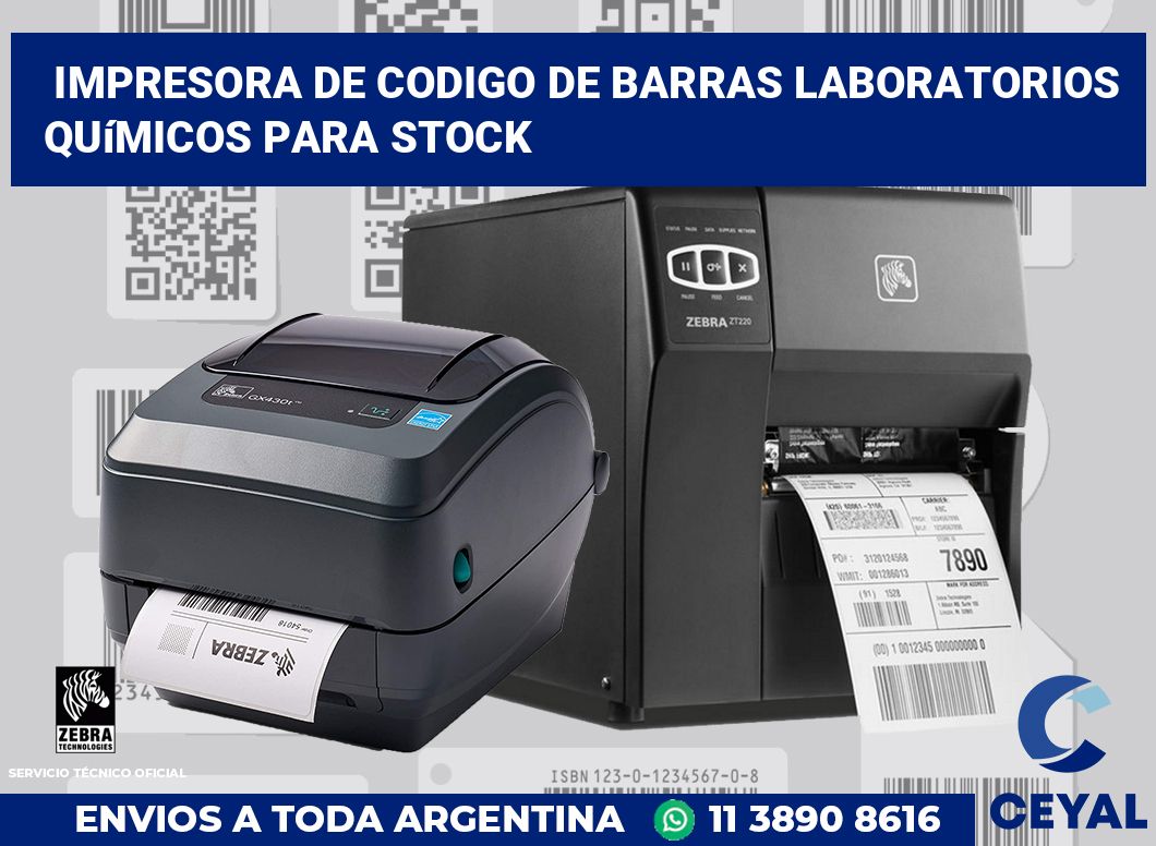 Impresora de codigo de barras Laboratorios químicos para stock