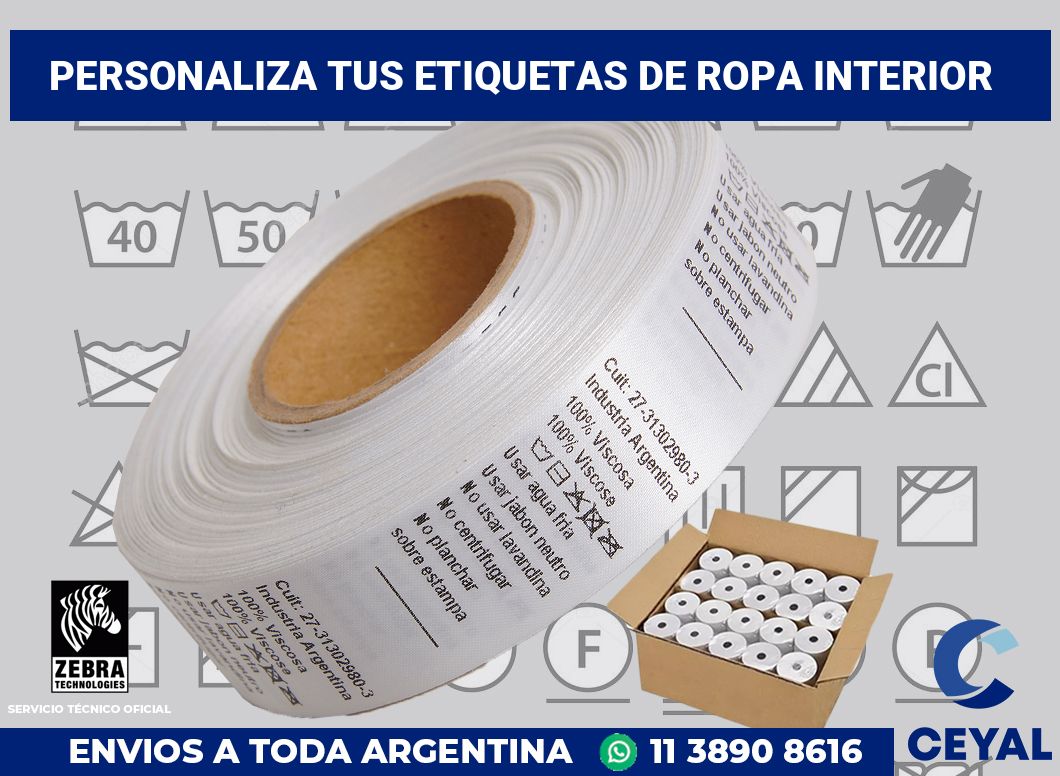 Personaliza tus Etiquetas de ropa interior
