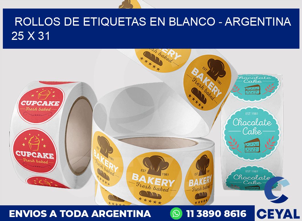 Rollos de etiquetas en blanco - Argentina 25 x 31