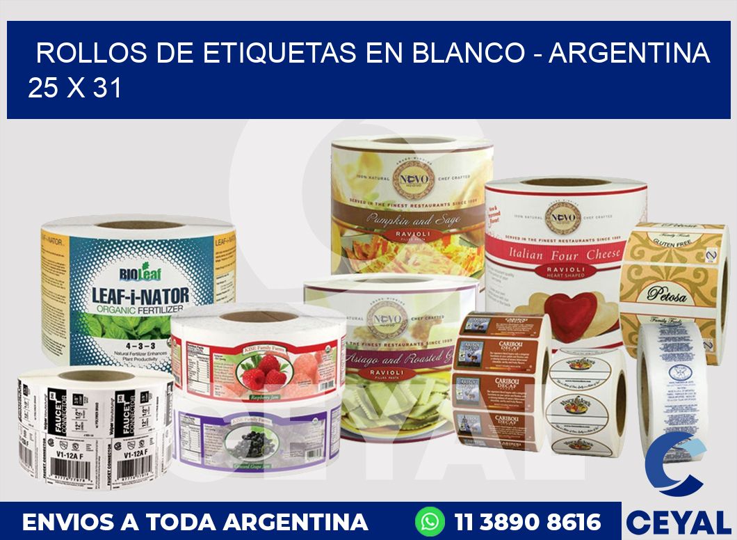 Rollos de etiquetas en blanco – Argentina 25 x 31