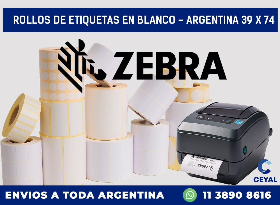 Rollos de etiquetas en blanco - Argentina 39 x 74