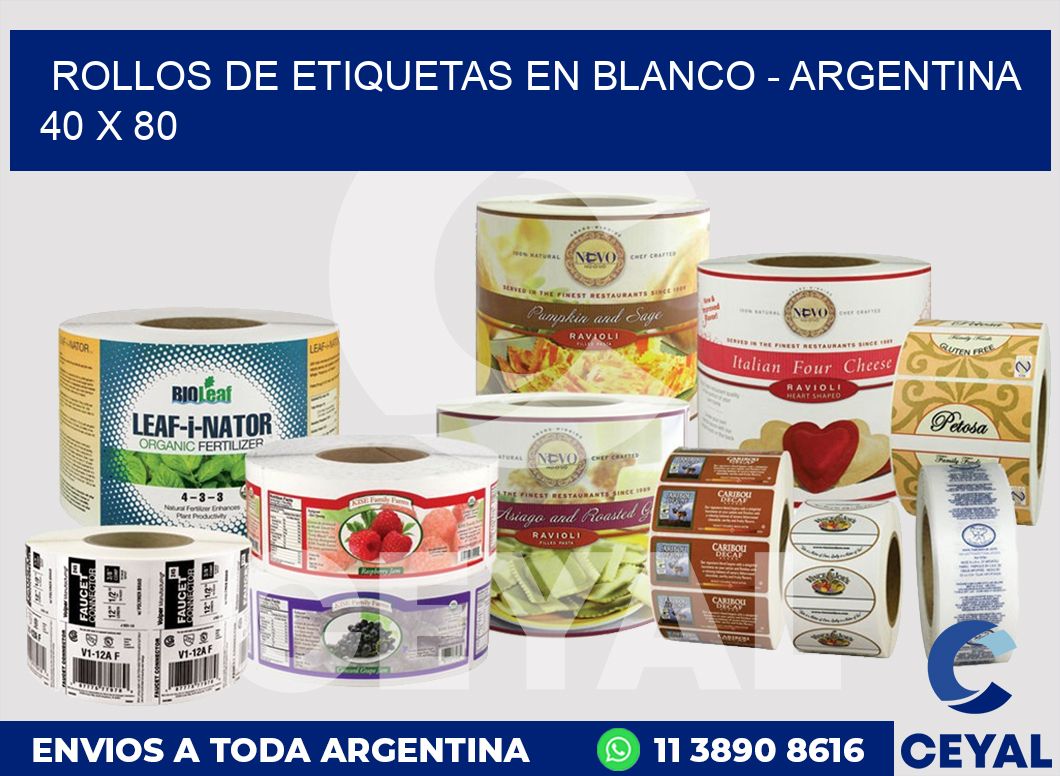 Rollos de etiquetas en blanco – Argentina 40 x 80