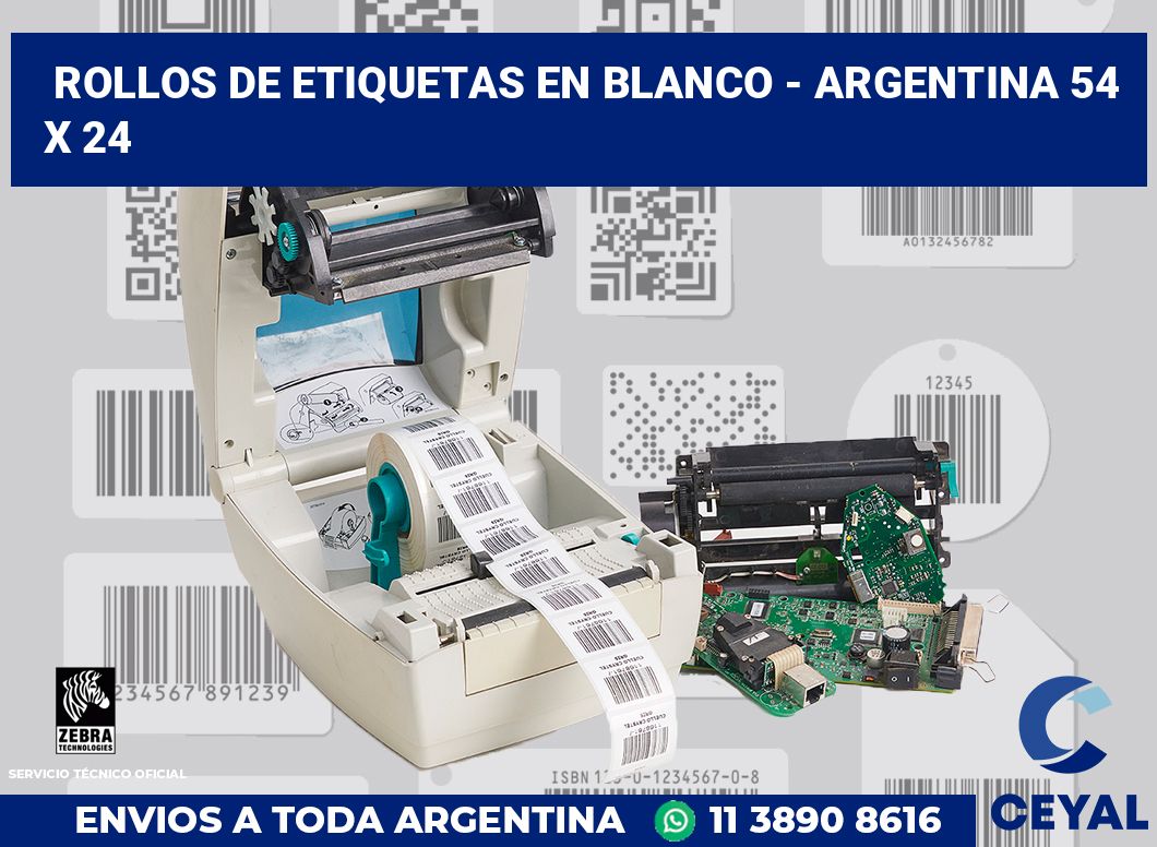 Rollos de etiquetas en blanco - Argentina 54 x 24
