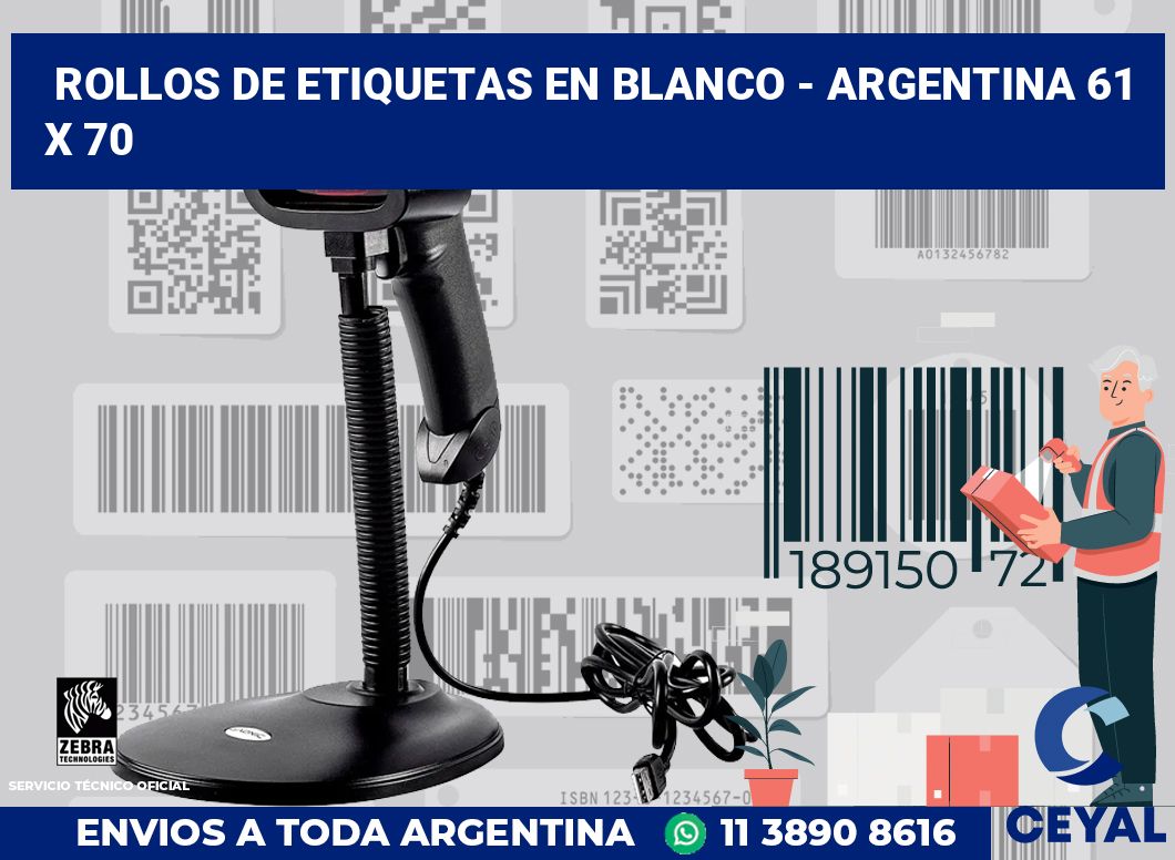 Rollos de etiquetas en blanco - Argentina 61 x 70