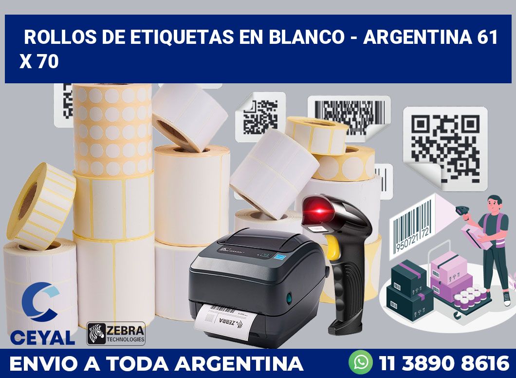 Rollos de etiquetas en blanco – Argentina 61 x 70