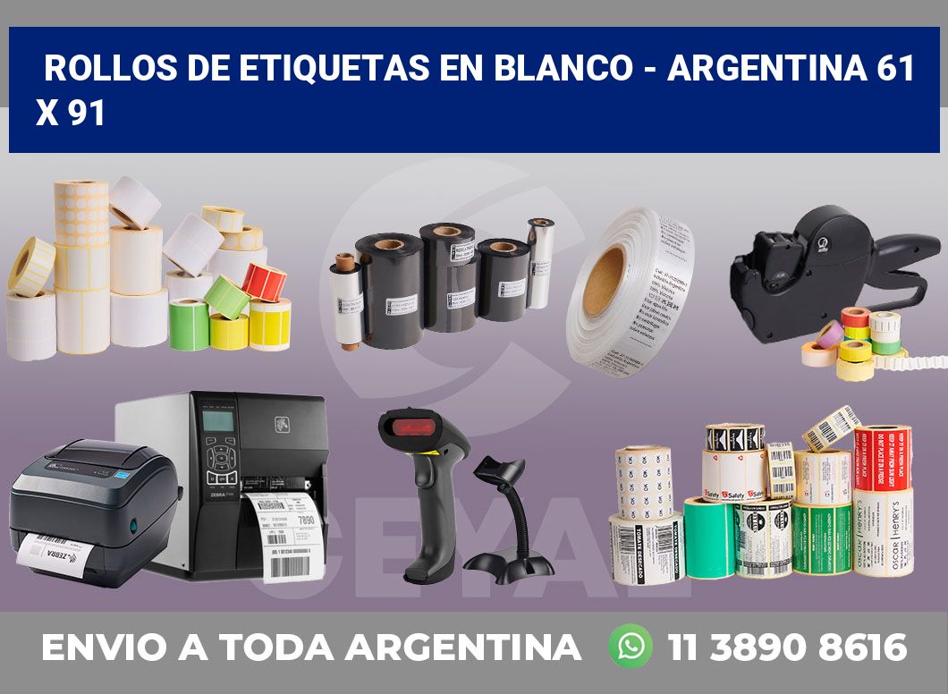 Rollos de etiquetas en blanco - Argentina 61 x 91