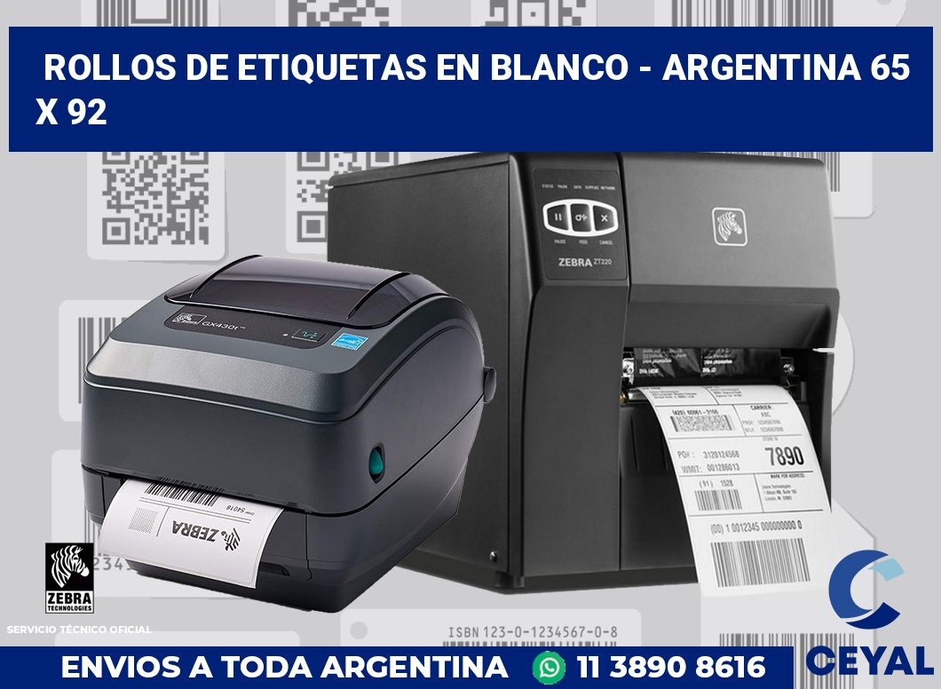 Rollos de etiquetas en blanco - Argentina 65 x 92