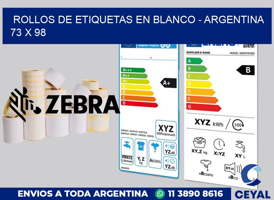 Rollos de etiquetas en blanco - Argentina 73 x 98
