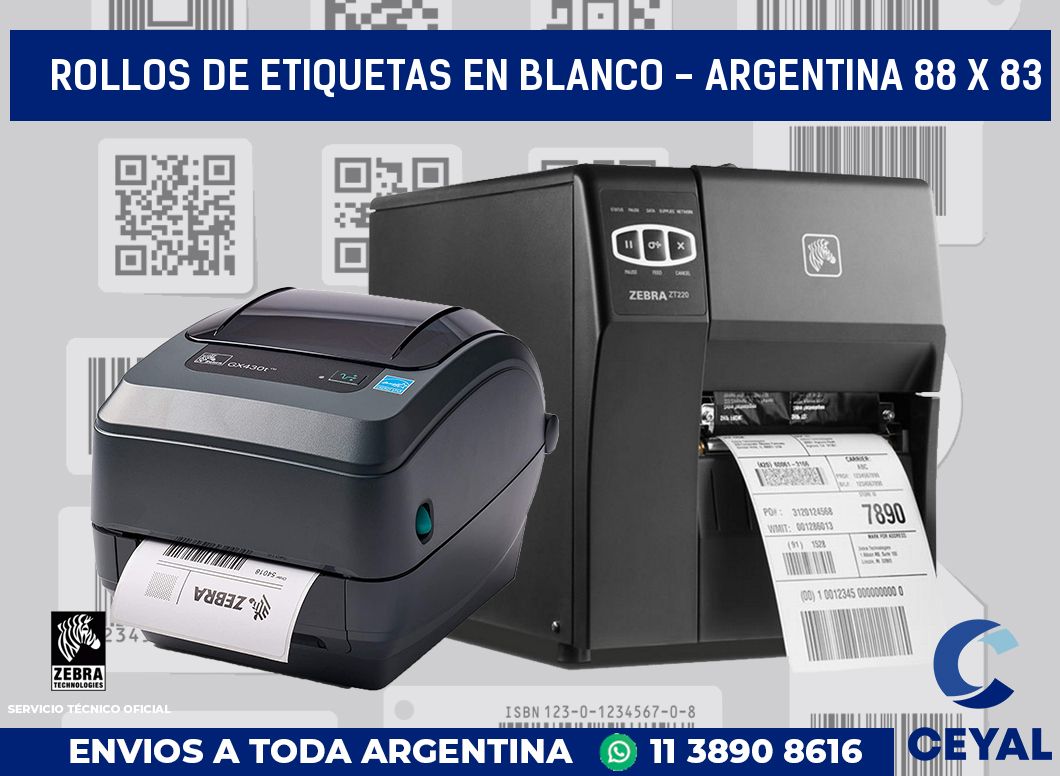 Rollos de etiquetas en blanco - Argentina 88 x 83