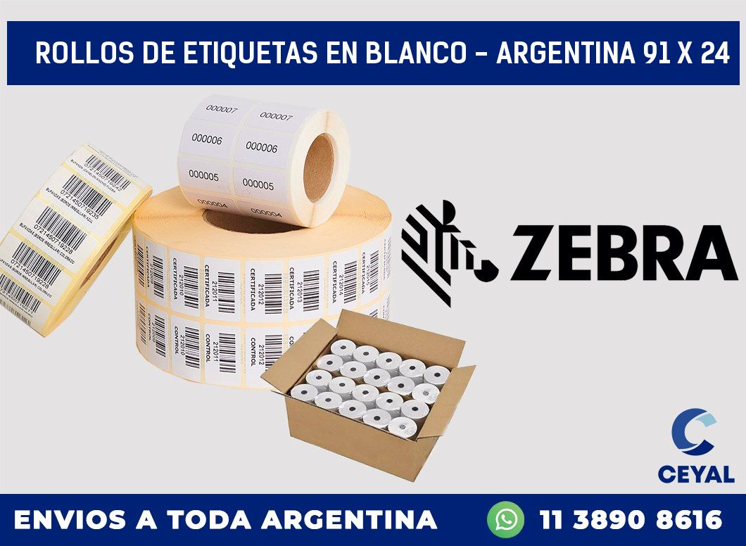 Rollos de etiquetas en blanco – Argentina 91 x 24