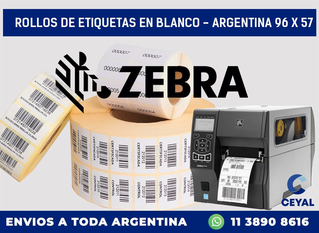 Rollos de etiquetas en blanco – Argentina 96 x 57