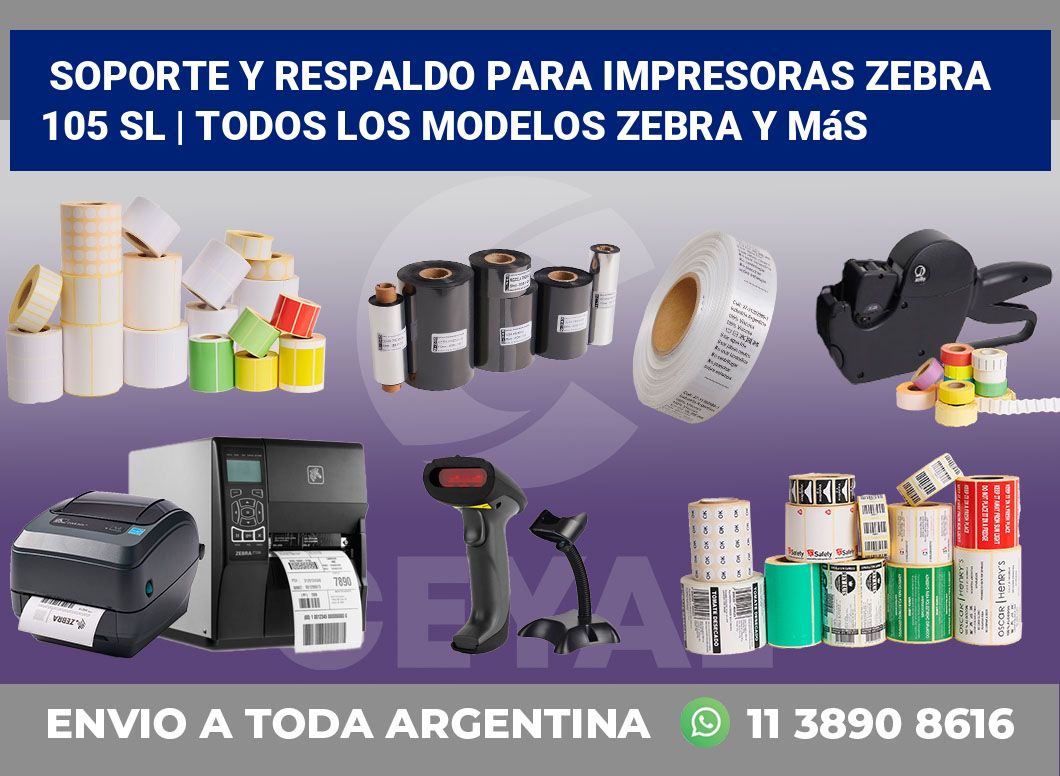 Soporte y respaldo para impresoras Zebra 105 SL | Todos los modelos Zebra y más