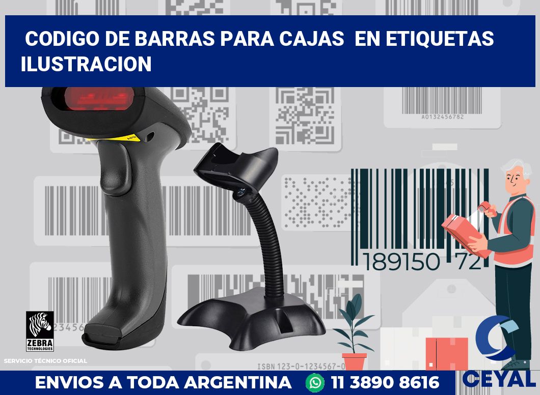codigo de barras para cajas  en etiquetas ilustracion