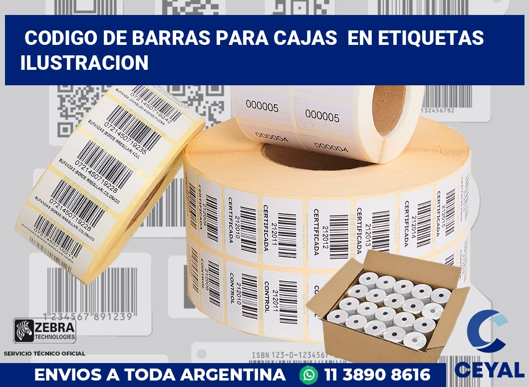 codigo de barras para cajas  en etiquetas ilustracion