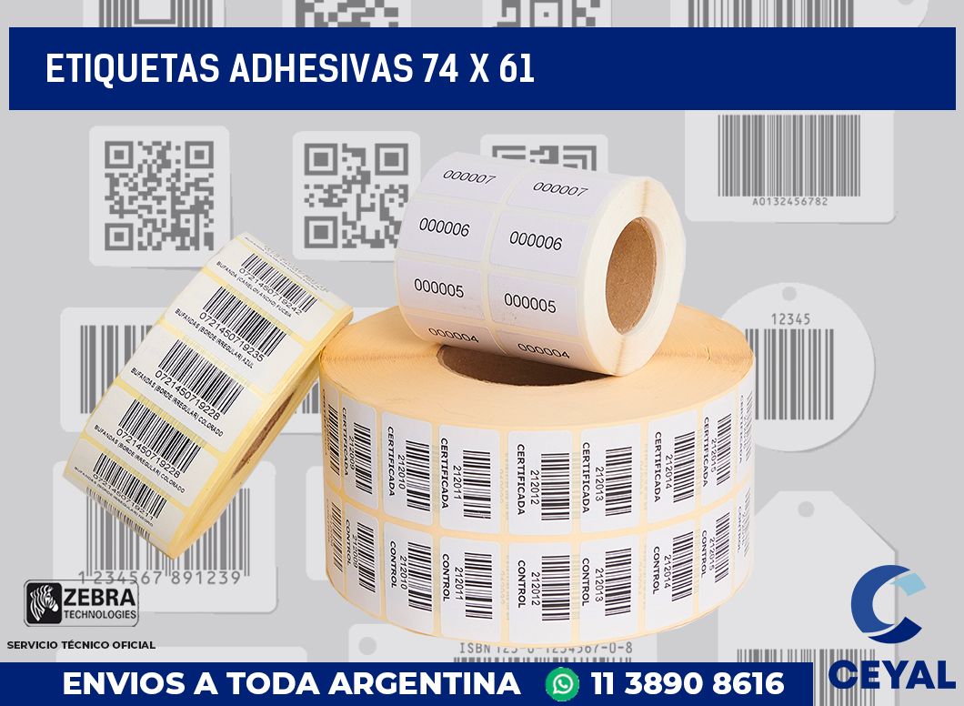 etiquetas adhesivas 74 x 61