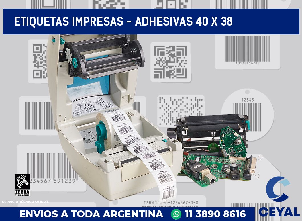 etiquetas impresas - Adhesivas 40 x 38